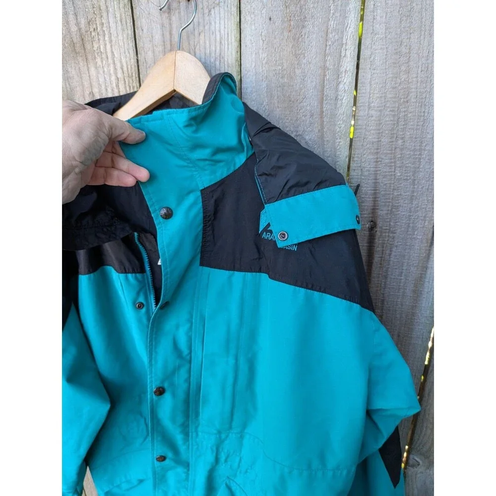 Vintage The North Face Jacket Gore Tex Colorblock Teal Black Large 90s Arapahoe